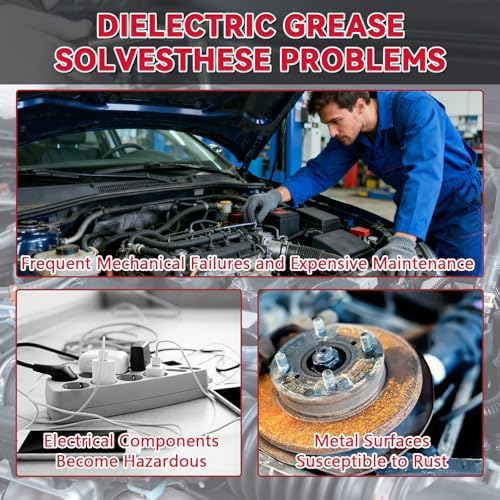 Dielectric Grease for Electrical Connectors Automotive, Silicone Grease with Brush, Waterproof Heat Resistant for Spark Plugs, Battery Terminals, O-Rings, Marine & Household Use, 1oz