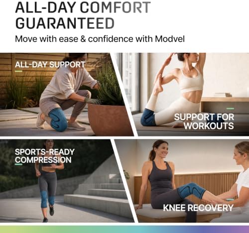 Modvel 2 Pack Knee Brace for Women - Knee Support for Walking, Knee Compression Sleeves for Pain Relief, Knee Sleeves for Women, Knee Brace for Sports, Workouts & Arthritis