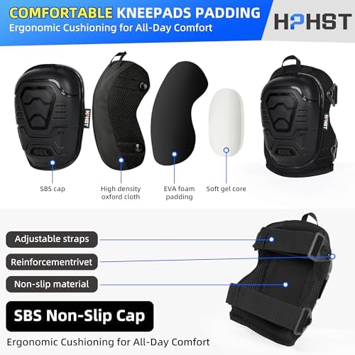 Professional Heavy-Duty Work Knee Pads with Gel & Foam Cushion – Slip-Resistant Support for Construction, Flooring, and Gardening (Black)