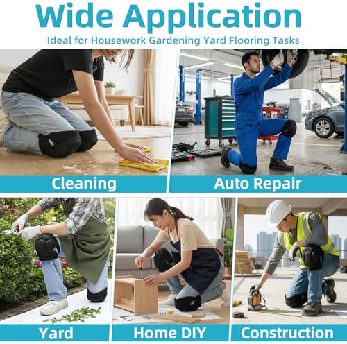 Knee Pads for Cleaning Floors & Gardening, One Size L Fits Most with Adjustable Straps, Soft EVA Foam Cleaning Knee Pads for Women & Men, Non-Slip Kneepads for Housework, Gardening, Yard & Flooring (1 Pair)