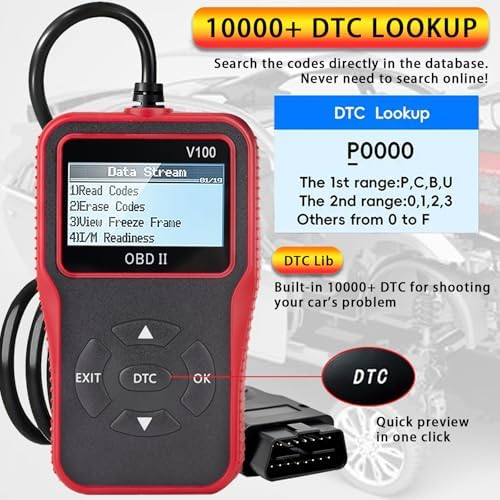 V100 OBD2 Diagnostic Diagnostic Tool Tool, Code Reader, Engine Light Diagnostic Tool, Battery Voltage Tester, for OBD2 Cars & Trucks Since 1996