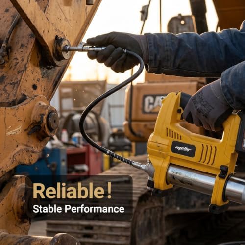 Cordless Grease Gun Compatible with DeWalt 20V Battery(Tool Only), Battery Powered, 10,000 PSI Brushless Motor, 5-Speed Variable Flow, 14 oz Grease Cartridge, 30" Flexible Hose, Low Voltage Protection