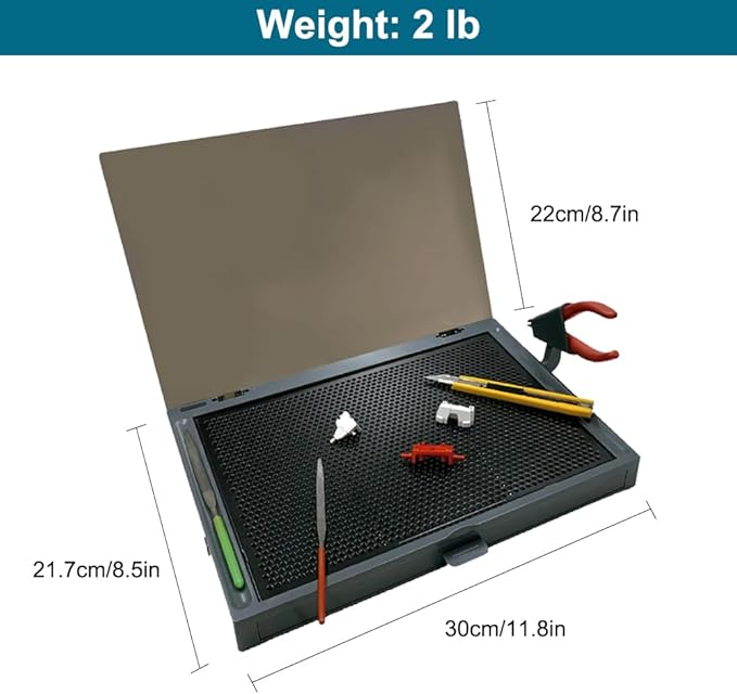 Gundam Model Kit Tools, Portable Worktable for Model Building, Work Table with Movable Drawer, Pliers Rack, Display Version, Dual Craft Cut Mat, Suitable for Cut and Grind Assembly,KJ018