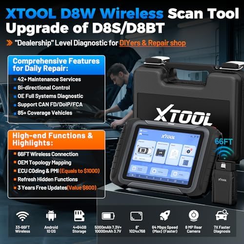 XTOOL D8W Wireless Bidirectional Scan Tool, OBD2 Scanner with Topology