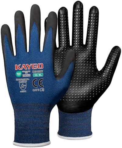 KAYGO MicroFoam Nitrile Coated Work Gloves, Non-Slip Micro-Dots, KG19N