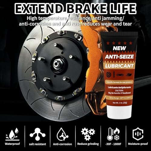 Copper Anti-Seize Brake Caliper Grease & Thread Lubricant - High Temp Copper Antiseize Compound Prevents Noise, Seizes - Use for Brake Pins, Bolts, Spark Plugs, Automotive Application - 1oz Tube 1Pack