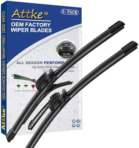 ATTKE Front Windshield Wiper Blades for Audi A8 S8 2003-2010 Genuine Replacement Wiper Blade Set 22"/22" (Set of 2)