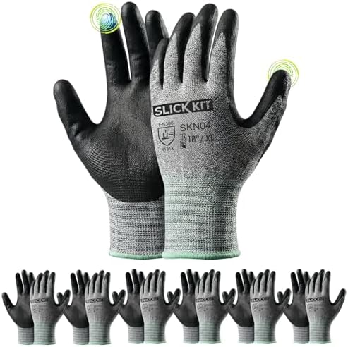 MicroFoam Nitrile Coated Work Gloves 6 Pairs, Superior Grip & Dexterity, Seamless Knit Liner, Breathable, Versatile