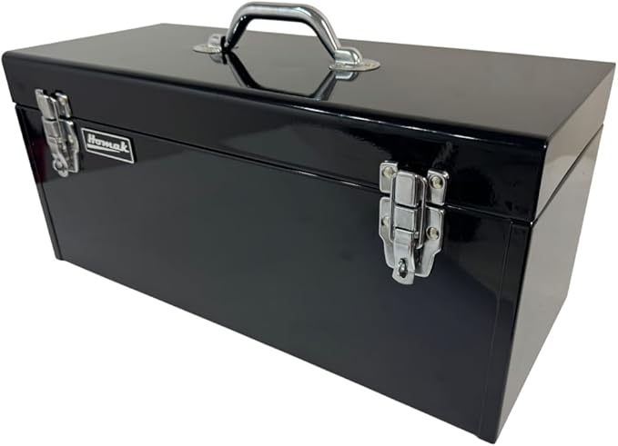 Homak Steel Flat Top Toolbox with Removable Tray, Black, 20 Inches