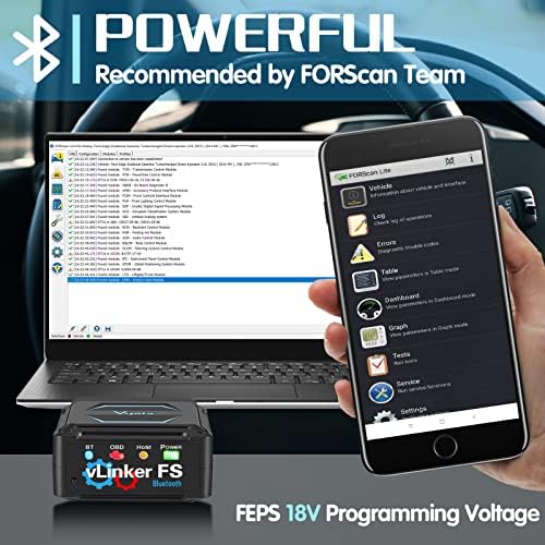 Vgate vLinker FS Bluetooth OBD2 Diagnostic Scan Tool, OBDII Car Code Reader for iOS, Android & Windows