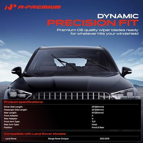 A-Premium 23"+22"+10" Windshield Wiper Blades with Wear Indicator & Towel