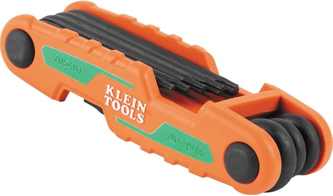 Klein Tools 70540T Compact Folding Torx Key Set, 8 Keys T9 to T40, Industrial Strength Heat Treated Alloy Steel