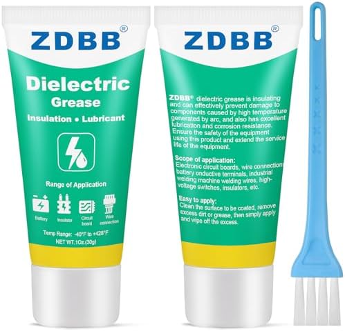 ZDBB Silicone Dielectric Grease for Electrical Connectors, Die Electrical Contact Grease Spark Plug, Battery Terminal, Marine Automotive Waterproof Insulation Protection with Brush 1oz (2pcs)