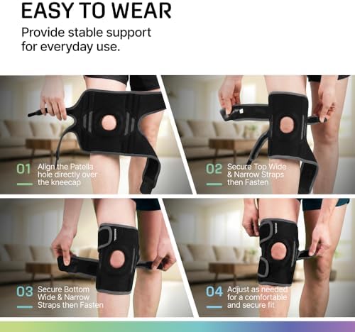 Modvel Knee Brace with Side Stabilizers & Patella Gel Pads for Pain Relief and Joint Support Breathable, Non-Slip Compression Sleeve for Men & Women, Arthritis, Meniscus, ACL Recovery