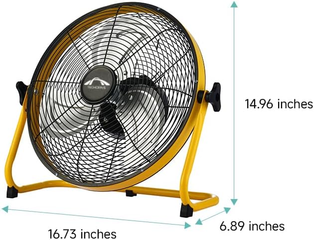 Tech Drive Floor Fan,12“ Battery Fan with Metal Blade and 360° Adjustable Tilting, Portable Operated,DC 5V Rechargeable Cordless Fan for Indoor and Camping Travel Outdoor,Power cord Not included