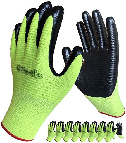 Work Gloves for Men and Women, 8-Pack, Nitrile Coated Safety Gloves Firm Grip