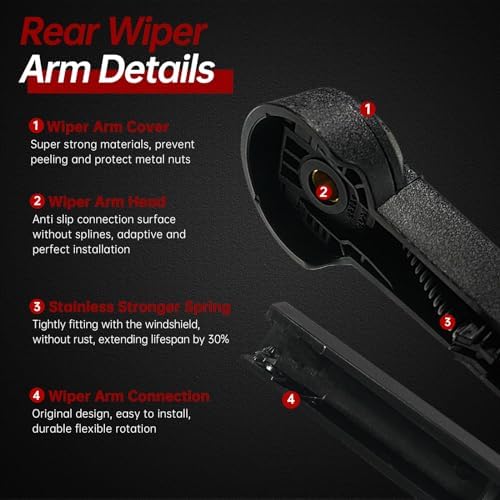 Rear Windshield Back Wiper Arm Blade Set - Replacement for JEEP Grand Cherokee 2005 2006 2007 2008 2009 2010 OE:05139836AB