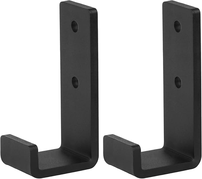 2 Pack Extra Large Black Steel J Hook, 8" Height x 3-7/8" Inner Width Heavy Duty Wall Mount Utility Hook for Hanging Gym Barbell, Garage, Load 330 lbs, 1/4" Thick