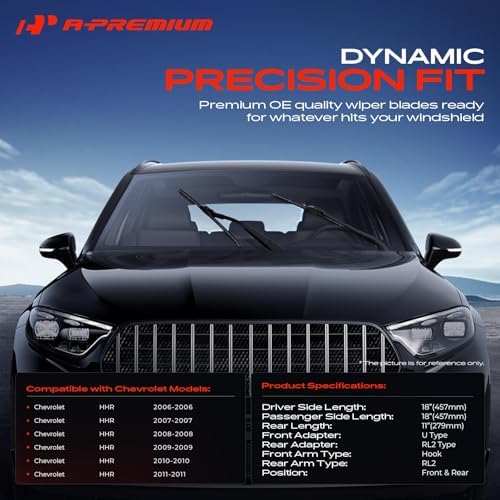 A-Premium 18"+18"+11" Windshield Wiper Blades with Wear Indicator & Towel