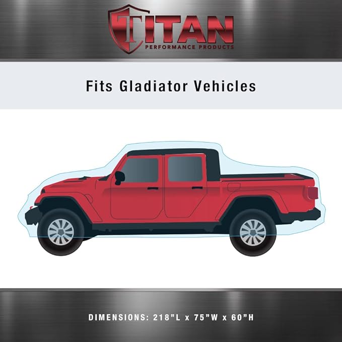 Titan Premium Multi-Layer PEVA Car Cover for Gladiator Pick-up Trucks 218". Waterproof, UV Protection, Anti-Scratch Protective Lining, Driver-Side Zippered Opening. Fits Gladiator Pickup Trucks.