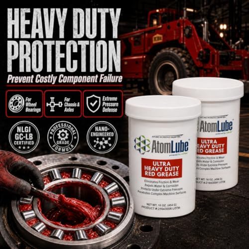AtomLube Ultra Heavy Duty Red Grease, 2-Pack of 16 oz Jars
