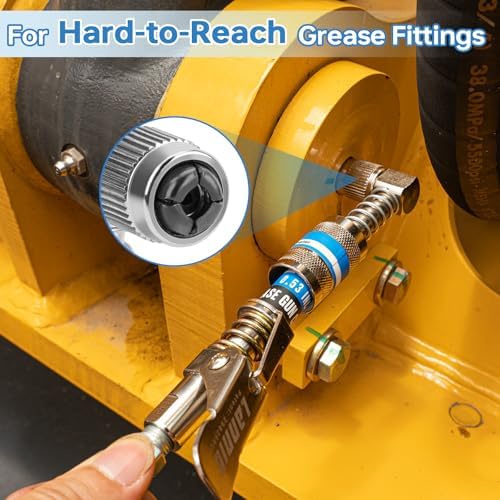90 Degree Grease Gun Coupler, Heavy Duty Locking Grease Gun Adapter