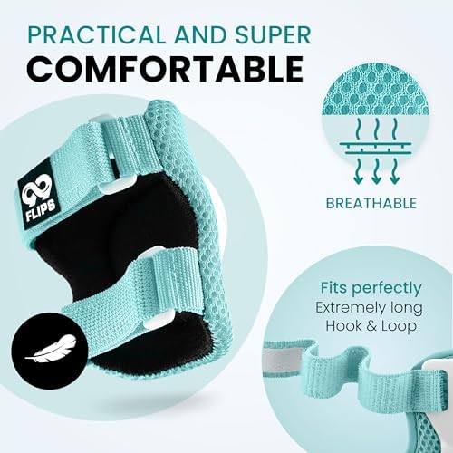 99FLIPS Knee Pads for Kids 3-12 Years [6pc] - Skating Protective Gear