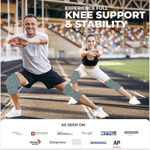 Modvel Compression Knee Brace for Women & Men - 2 Pack Knee Brace for Running Knee Pain, Knee Support Compression Sleeve, Workout Sports Knee Braces for Meniscus Tear ACL & Arthritis Pain Relief