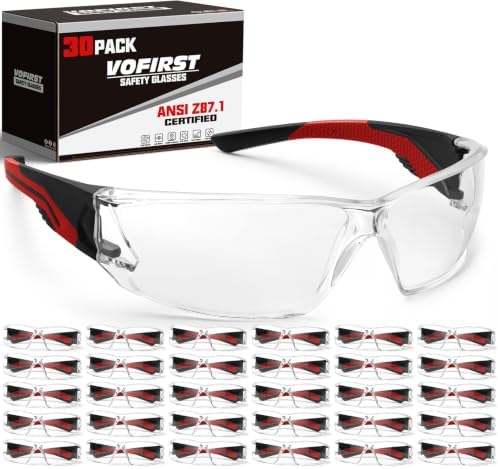 30 Pack Clear Safety Glasses for Men Bulk, Wrap Around Eye Protection