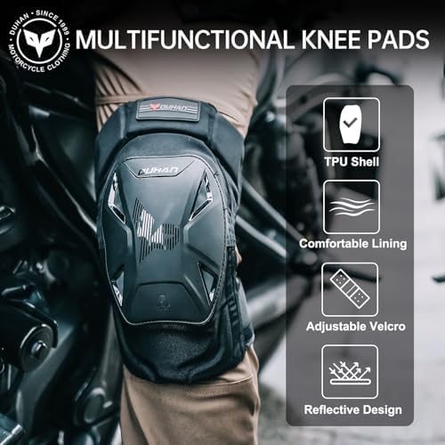 Motorcycle Knee Pads for Men & Women - Motocross, Dirt Bike, MTB, Skateboarding Protective Gear - CE Level 1 Certified - Black
