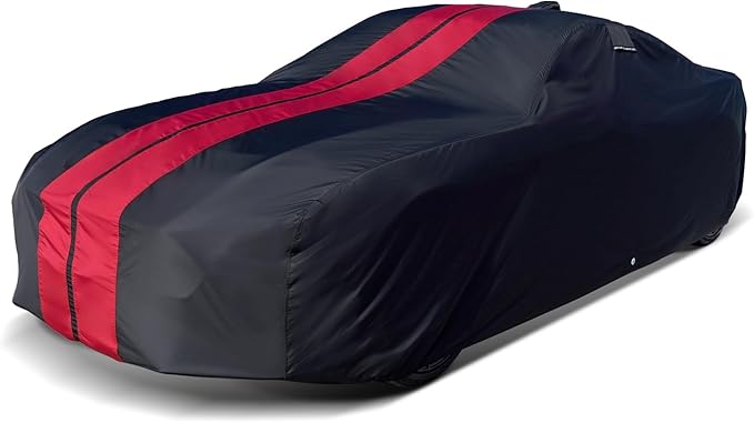 iCarCover Fits [2000-2009 Honda S2000 Convertible] Premium Custom Car Cover Waterproof All Weather Resistant Outdoor Indoor Sun Snow Storm UV Protection Form-Fit Padded Cover with Straps - Black/Red