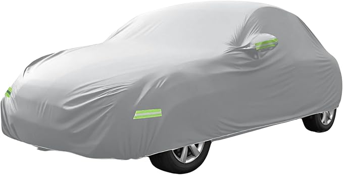X AUTOHAUX for Volkswagen New Beetle Cover Car Cover for Volkswagen New Beetle 1998-2019 Outdoor Full Car Cover All Weather Protection with Zipper Silver Tone