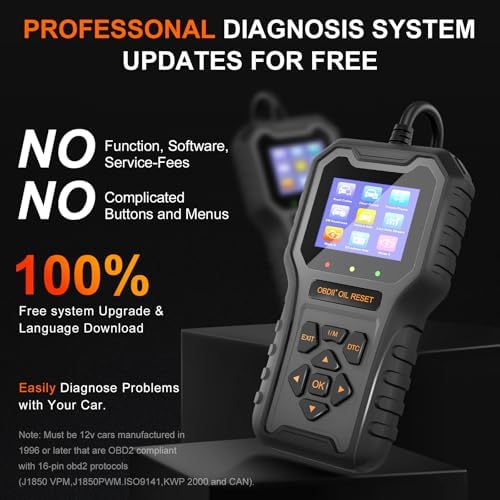 Car Code Reader OBD2 Scanner for Check Engine Light Oil Reset OBDII Scan Tool Diagnostic Tool Reset Fix Clear Fault Code Readers for Cars 1996+
