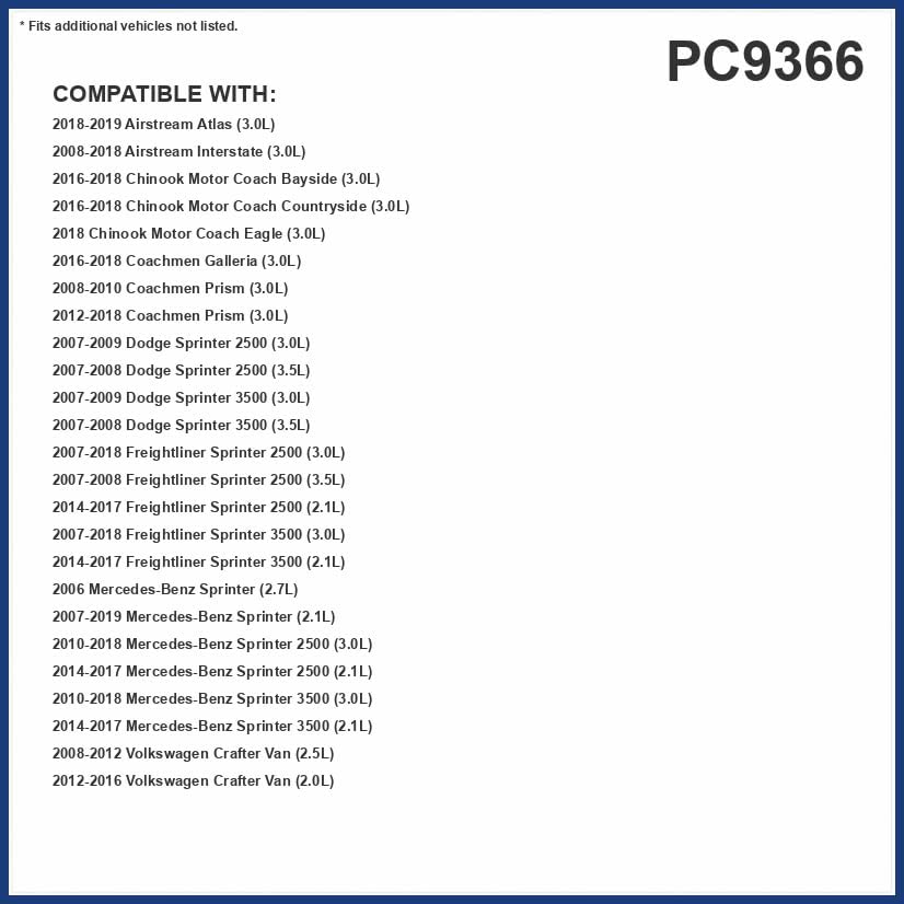 PG PC9366 Activated Charcoal Cabin Air Filter | Fits 2010-2018 Mercedes-Benz Sprinter 2500, Sprinter 3500, Roadtrek RS Adventurous, Leisure Travel Unity 3.0L