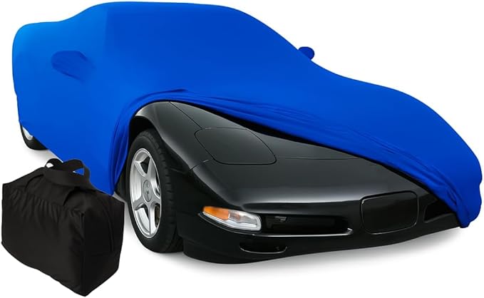 C5 Corvette Indoor Car Cover - Custom Fit Ultraguard Stretch Satin - The Ultimate High End Fit with Storage Bag for 1997-2004 C5, Z06, Convertible, Hardtop Corvettes (Blue)