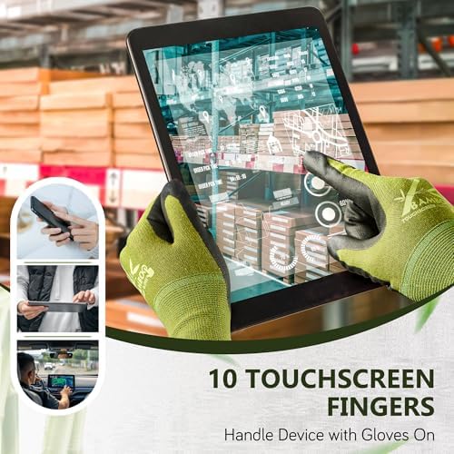 COOLJOB 2 Pairs Gardening Gloves for Women and Men, Bamboo Working Gloves Touchscreen, Grippy Nitrile Rubber Coated Work Gloves, Green/Black, Small Size (2 pairs S)