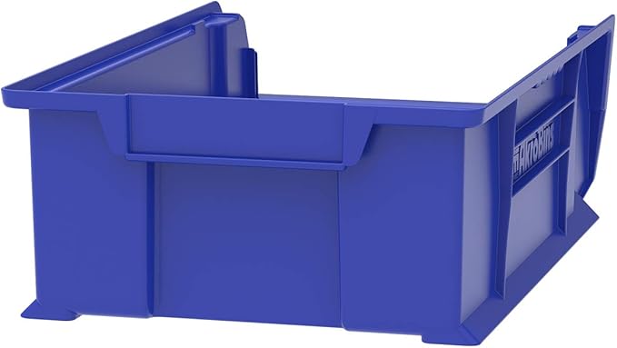 Akro-Mils 30280 Super-Size AkroBins Plastic Storage Bins, Space-Saving Stackable Bins for Garage, Classroom, Warehouse Organization, 20" L x 12" W x 6" H, Blue, 4-Pack