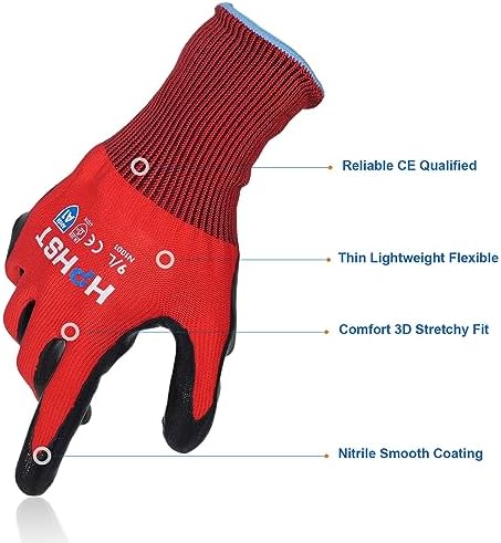 Work Gloves for Men-12 Pairs, Nitrile Coated Work Gloves with Grip, Touchscreen & Oil Resistant Gloves