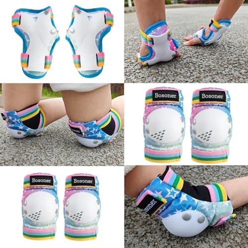 BOSONER Kids/Youth Knee Pad Elbow Pads for Roller Skates Cycling BMX Bike Skateboard Inline Rollerblading, Skating Skatings Scooter Riding Sports