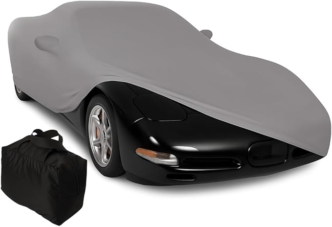 C5 Corvette Indoor Car Cover - Custom Fit Ultraguard Stretch Satin - The Ultimate High End Fit with Storage Bag for 1997-2004 C5, Z06, Convertible, Hardtop Corvettes (Silver)