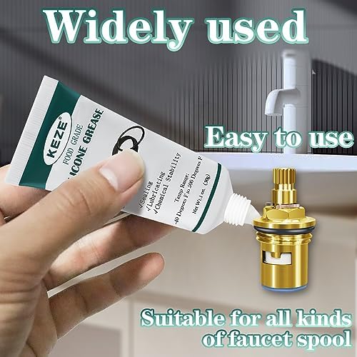 KEZE Silicone Grease Waterproof Food Grade Silicone Sealant Lubricant for Plumbers Valve Faucet O Rings 1 oz 3-Pack