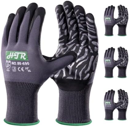 HTR Seamless Knit Work Gloves, Foam Nitrile coated, Stripped Palm, Xlarge