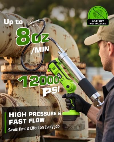 Cordless Grease Gun Compatible with De-Walt 20V Battery, 2-in-1 Design