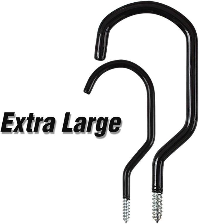 8 Inches Extra Large Mountain Bike Storage Hook Set, Heavy Duty Garage Hook Set Pack of 2