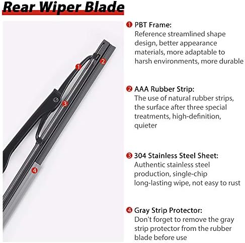 OTUAYAUTO Replacement for 2005-2009 Hyundai Tucson, 2005-2010 Kia Sportage Rear Windshield Wiper Arm Blade Set - OEM Factory