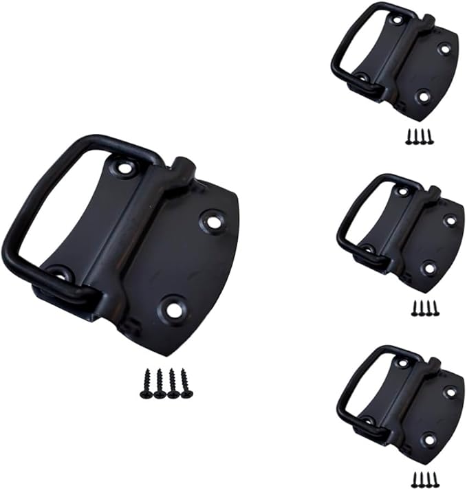 QCAA Ring Pull Chest Handle for Box Lift Door Chest, 3.5", Black, Made in Taiwan, 4 Pack