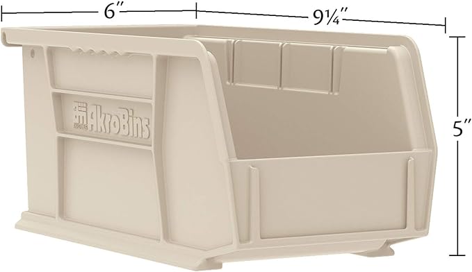 Akro-Mils 30237 AkroBins Plastic Storage Bins, Space-Saving Stackable Bins for Garage, Pantry, Craft Organization, 9" x 6" x 5", Yellow, 12-Pack