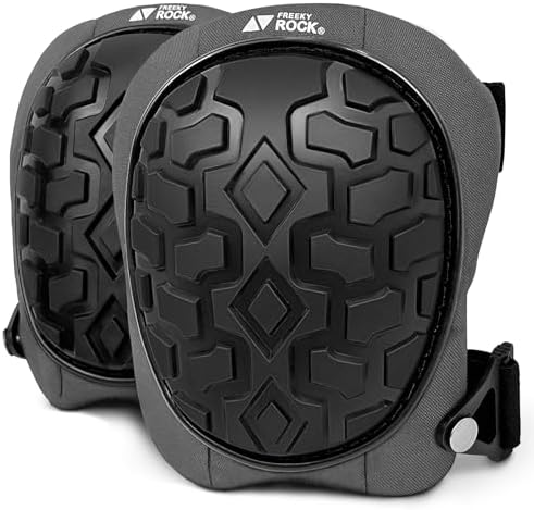 Professional Knee Pads for Work Construction with Heavy Duty Cap Foam Padding Gel Cushion Knee Pads for Men, Comfortable Adjustable Strong Strap, Military Grade Rivet for Flooring Gardening, Grey