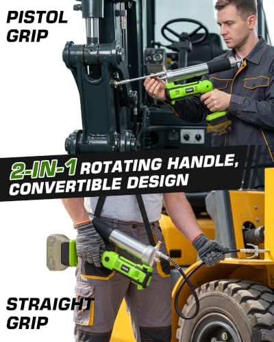 Cordless Grease Gun Compatible with De-Walt 20V Battery, 2-in-1 Design