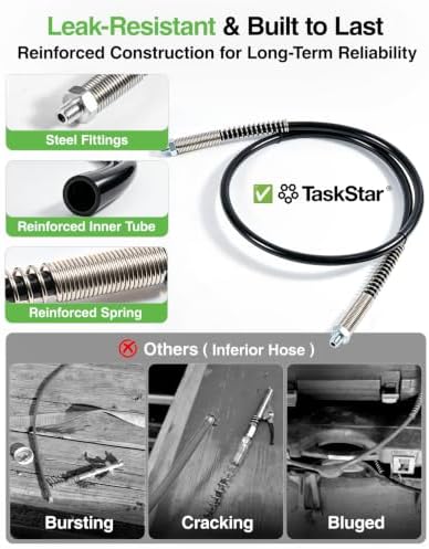 48-Inch Grease Gun Replacement Hose for M-12, M-18, 12000 PSI High-Pressure